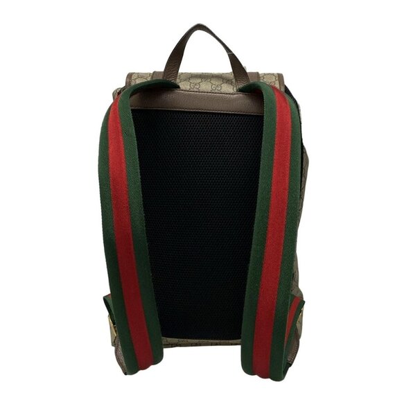 Auth GUCCI GG Supreme 473869 Beige Ebony Dark Brown PVC Leather Backpack - Picture 2 of 16
